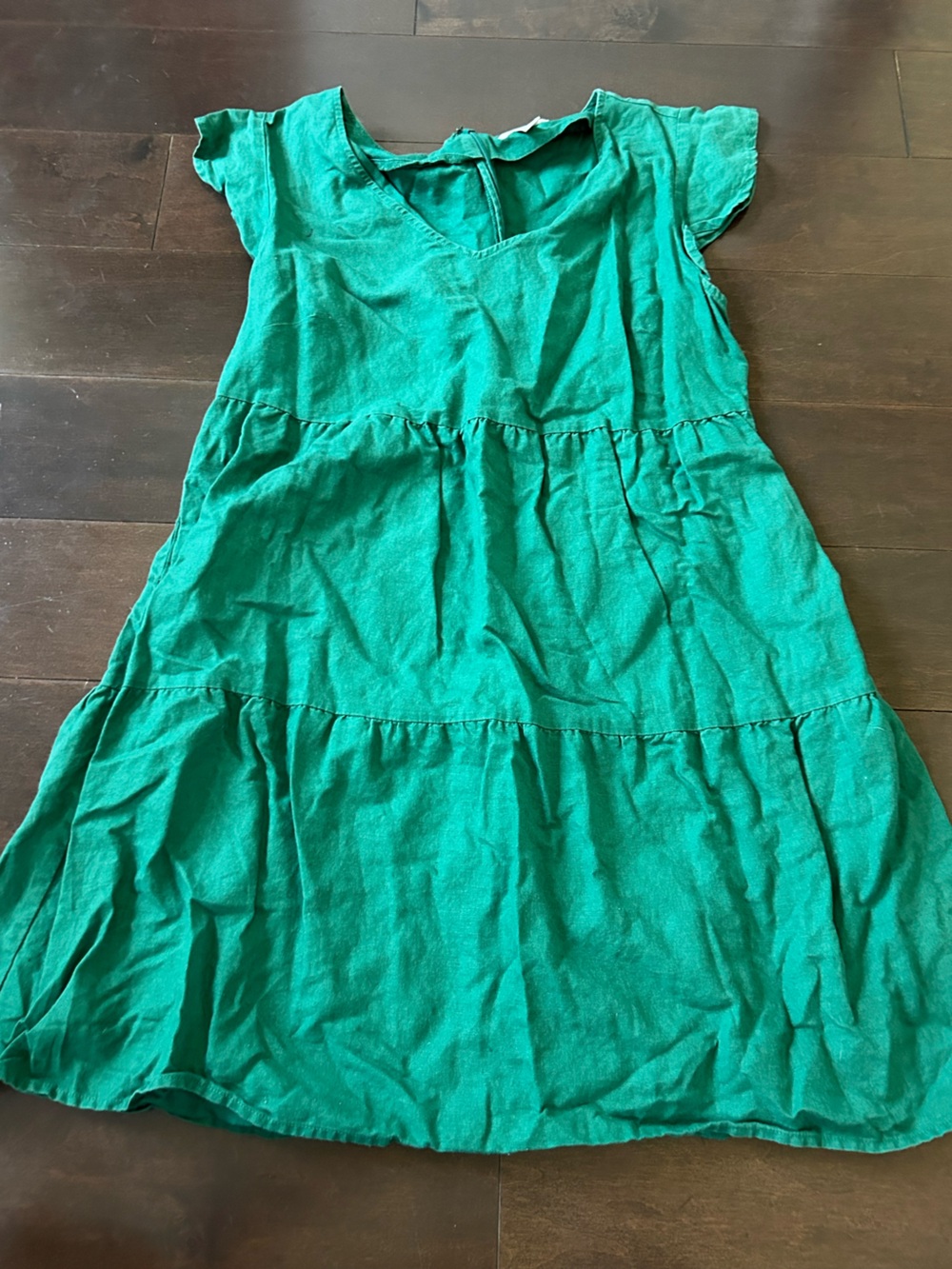 Goodthreads Women’s Green Tiered Linen and Cotton Dress